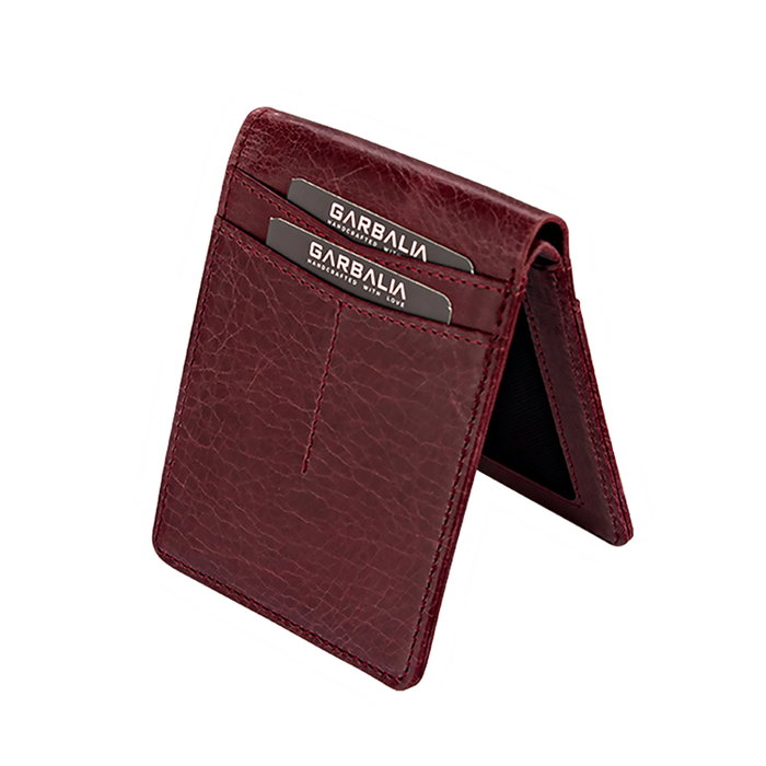 Zoozie Bags Cartera para Hombre Rojo Claret de Piel Genuina Lujosa y Elegante